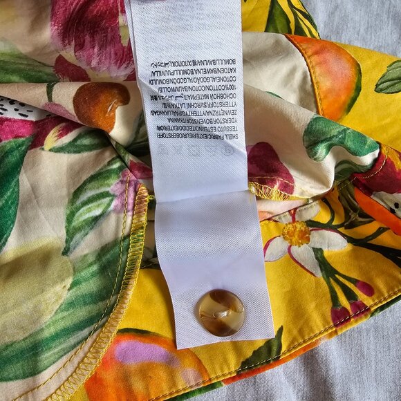 FARM Rio Fruit Print Mini Dress Puff Sleeves Cotton Yellow Pink Green Small - Picture 8 of 10